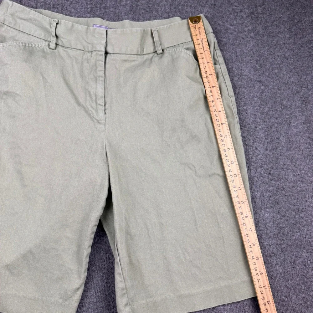 Laura‎ Scott Women's Olive Green Bermuda Shorts Cotton Stretch Size 16 Khaki